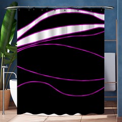 Purple, White And Black Lines Shower Curtain 60  X 72  (medium)  by Valentinaart