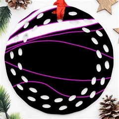 Purple, White And Black Lines Ornament (round Filigree)  by Valentinaart