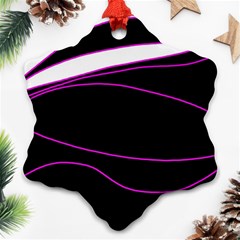 Purple, white and black lines Ornament (Snowflake) 