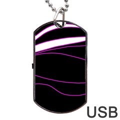 Purple, White And Black Lines Dog Tag Usb Flash (one Side)