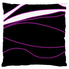 Purple, white and black lines Large Cushion Case (One Side)