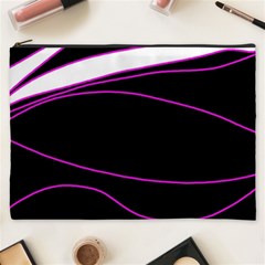 Purple, White And Black Lines Cosmetic Bag (xxxl)  by Valentinaart