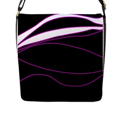 Purple, white and black lines Flap Messenger Bag (L) 