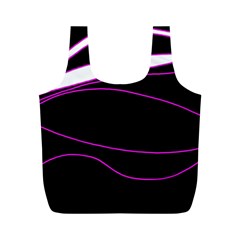 Purple, white and black lines Full Print Recycle Bags (M) 