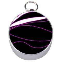 Purple, White And Black Lines Silver Compasses by Valentinaart