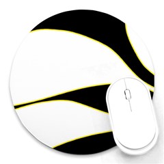 Yellow, Black And White Round Mousepads by Valentinaart