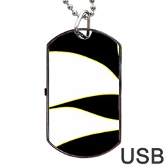 Yellow, Black And White Dog Tag Usb Flash (one Side) by Valentinaart