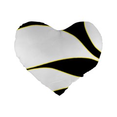 Yellow, Black And White Standard 16  Premium Flano Heart Shape Cushions