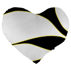 Yellow, Black And White Large 19  Premium Flano Heart Shape Cushions by Valentinaart