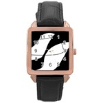 White and black shadow Rose Gold Leather Watch  Front