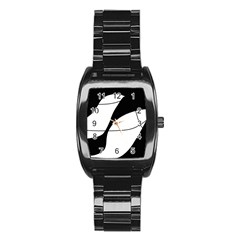 White And Black Shadow Stainless Steel Barrel Watch by Valentinaart