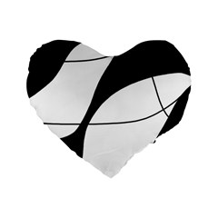 White And Black Shadow Standard 16  Premium Flano Heart Shape Cushions