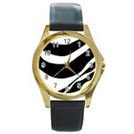 White or black Round Gold Metal Watch Front