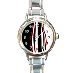 White, Red And Black Lines Round Italian Charm Watch by Valentinaart