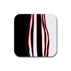 White, Red And Black Lines Rubber Coaster (square)  by Valentinaart