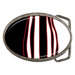 White, Red And Black Lines Belt Buckles