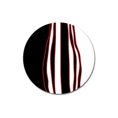 White, Red And Black Lines Magnet 3  (round) by Valentinaart