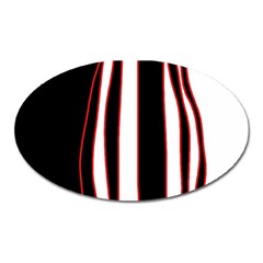 White, Red And Black Lines Oval Magnet by Valentinaart