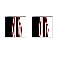 White, Red And Black Lines Cufflinks (square) by Valentinaart