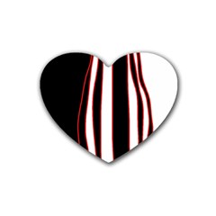 White, Red And Black Lines Rubber Coaster (heart)  by Valentinaart