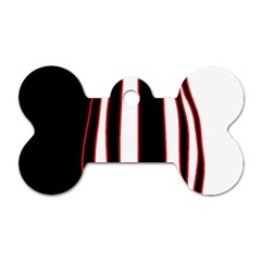 White, Red And Black Lines Dog Tag Bone (two Sides) by Valentinaart