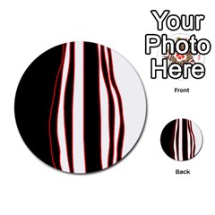 White, Red And Black Lines Multi-purpose Cards (round)  by Valentinaart