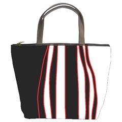 White, Red And Black Lines Bucket Bags by Valentinaart