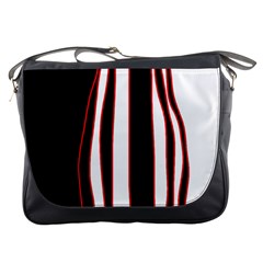 White, Red And Black Lines Messenger Bags