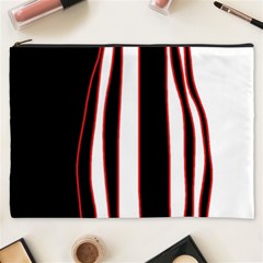 White, Red And Black Lines Cosmetic Bag (xxxl)  by Valentinaart