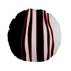 White, Red And Black Lines Standard 15  Premium Round Cushions by Valentinaart