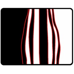 White, Red And Black Lines Double Sided Fleece Blanket (medium)  by Valentinaart