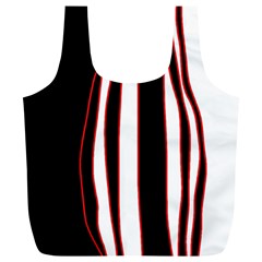 White, Red And Black Lines Full Print Recycle Bags (l) 