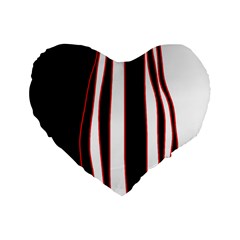 White, Red And Black Lines Standard 16  Premium Flano Heart Shape Cushions