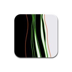 Colorful lines harmony Rubber Square Coaster (4 pack) 