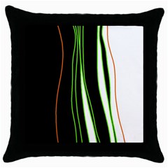 Colorful lines harmony Throw Pillow Case (Black)