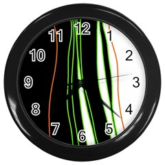 Colorful lines harmony Wall Clocks (Black)