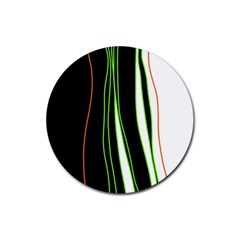 Colorful lines harmony Rubber Round Coaster (4 pack) 