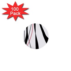 Red, White And Black Elegant Design 1  Mini Buttons (100 Pack)  by Valentinaart