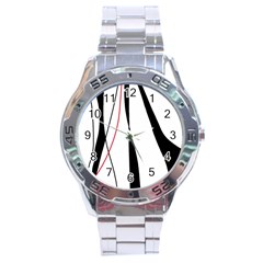 Red, White And Black Elegant Design Stainless Steel Analogue Watch by Valentinaart