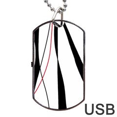 Red, White And Black Elegant Design Dog Tag Usb Flash (one Side)