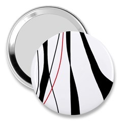 Red, White And Black Elegant Design 3  Handbag Mirrors by Valentinaart