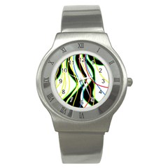 Colorful Lines - Abstract Art Stainless Steel Watch by Valentinaart