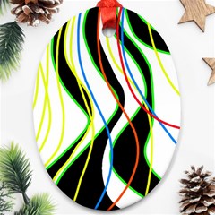 Colorful Lines - Abstract Art Oval Ornament (two Sides) by Valentinaart