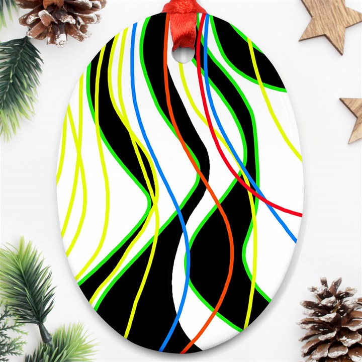 Colorful lines - abstract art Oval Ornament (Two Sides)