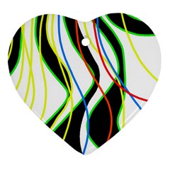 Colorful Lines - Abstract Art Heart Ornament (2 Sides) by Valentinaart