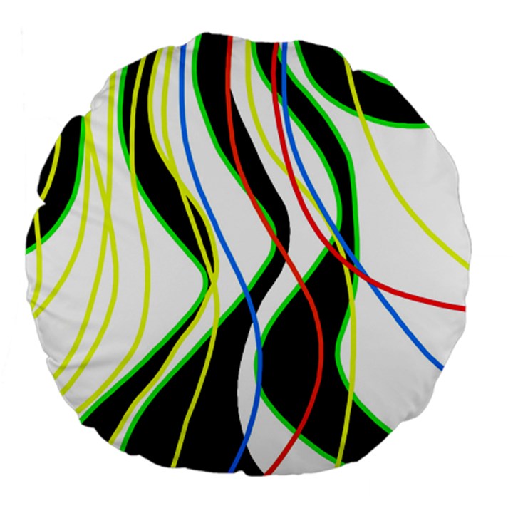 Colorful lines - abstract art Large 18  Premium Flano Round Cushions