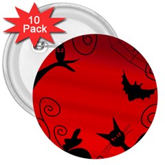 Halloween Landscape 3  Buttons (10 Pack)  by Valentinaart