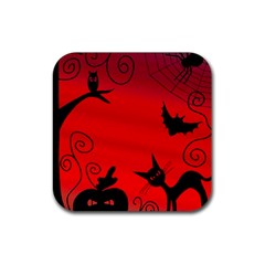 Halloween Landscape Rubber Coaster (square)  by Valentinaart