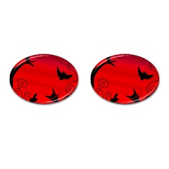 Halloween Landscape Cufflinks (oval) by Valentinaart