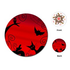 Halloween Landscape Playing Cards (round)  by Valentinaart